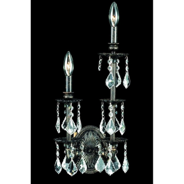 Lighting Business 9502SW9DB-RC 9 in. Marseille 2 Lights Wall Sconce Light with Royal Cut Crystals, Dark Bronze LI1539123 - main